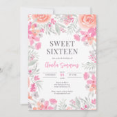 フローラ植物園ピンクピーチスウィート16 招待状 (正面)