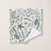 フローラ植物園水彩自然模様 バスタオルセット (ウォッシュタオル)