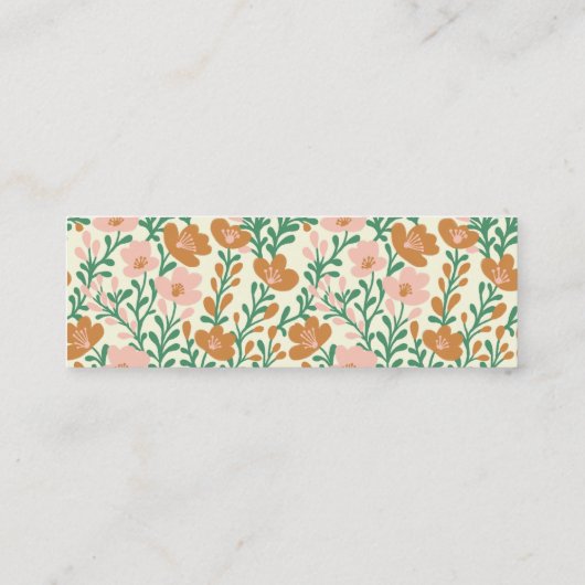 フローラ植物型かわいらしピンクと緑 スキニー名刺 (裏面)