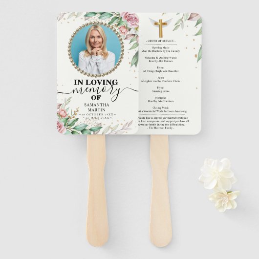 フローラ植物性お祝いのライフハンドファン ハンドファン (正面&裏面)