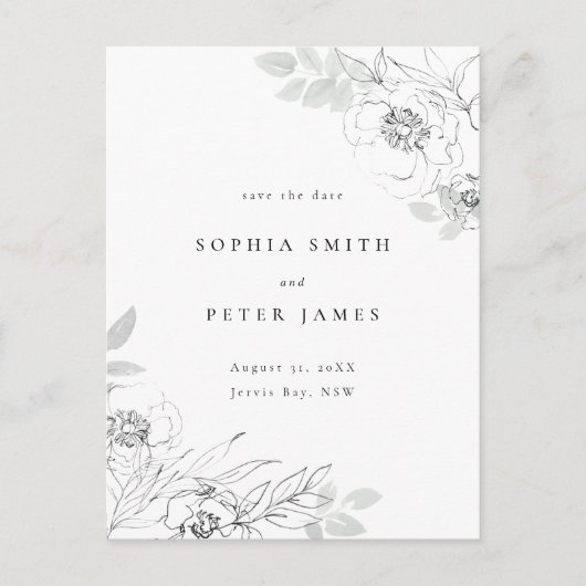 フローラ植物性イラストレーション日付を保存 ポストカード (正面)