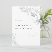 フローラ植物性イラストレーション日付を保存 招待状 (スタンド正面)