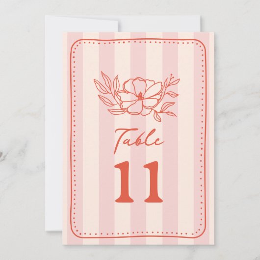 フローラ植物性ピンクストライプク結婚 招待状 (裏面)