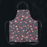 フローラ植物性ピンクブラック エプロン<br><div class="desc">ボホかわいらしは暗い灰色の背景に絵画ピンクのフローラを緩める。オリジナルアートby Nic Squirrell.</div>