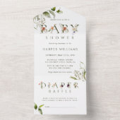 フローラ植物性ベビーシャワー |おむつラッフル オールインワン招待状 (内側)