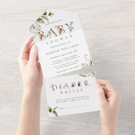 フローラ植物性ベビーシャワー |おむつラッフル オールインワン招待状