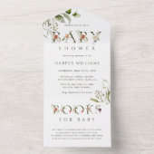 フローラ植物性ベビーシャワー |ベビー オールインワン招待状 (内側)