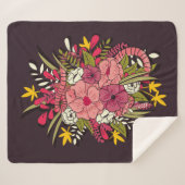 フローラ植物性手描き鮮やかヴィンテージ シェルパブランケット (正面(横))