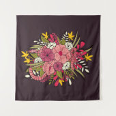 フローラ植物性手描き鮮やかヴィンテージ タペストリー (正面(横))