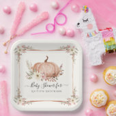 フローラ植物性秋カボチャ赤ちゃんガールシャワー ペーパープレート (パーティー)