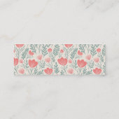 フローラ植物柄ソフトピンクとグリーン スキニー名刺 (裏面)