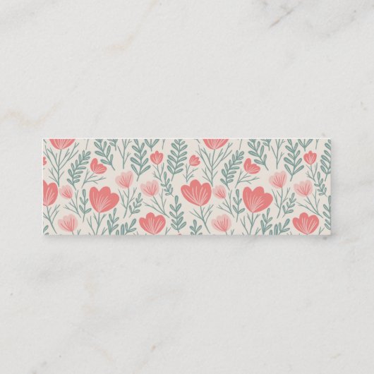 フローラ植物柄ソフトピンクとグリーン スキニー名刺 (裏面)