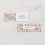 フローラ植物柄ピンクの注文ありがとう スキニー名刺 (正面/裏面)