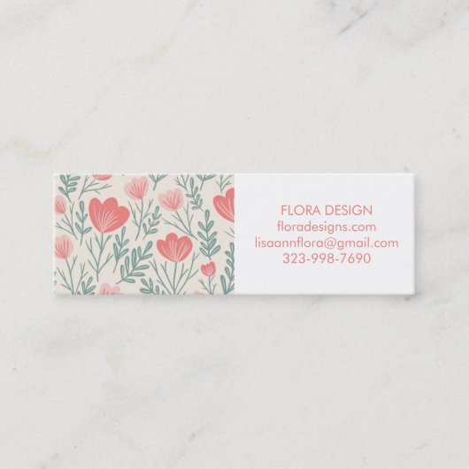 フローラ植物柄ピンクの注文ありがとう スキニー名刺 (正面)