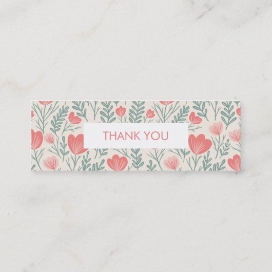 フローラ植物柄ピンクの注文ありがとう スキニー名刺 (裏面)