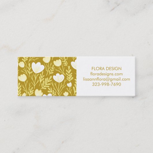 フローラ植物柄マスタード注文ありがとう スキニー名刺 (正面)