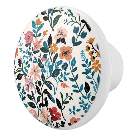 フローラ植物模様 セラミックノブ (右)