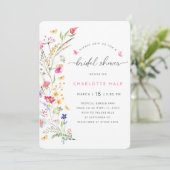 フローラ植物水色ピンクブライダルシャワー 招待状 (スタンド正面)