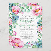 フローラ植物水色リハーサルディナー 招待状 (正面/裏面)