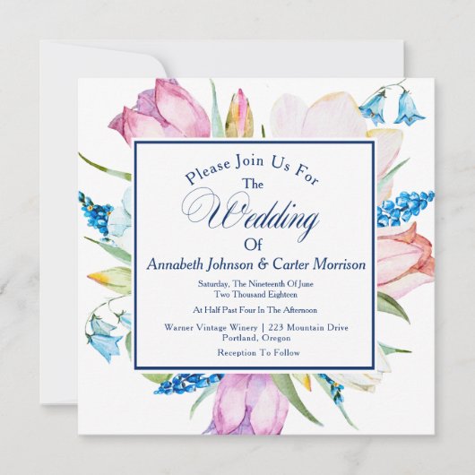 フローラ植物結婚式招待状 招待状 (正面)