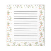 フローラ植物花とブラックラインノート ノートパッド (正面)