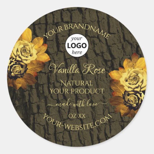 フローラ樹皮粒製品ラベルのロゴ ラウンドシール (正面)