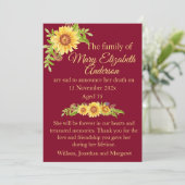 フローラ死と葬儀の発表ブルゴーニュ 案内状 (スタンド正面)