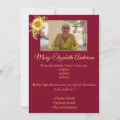 フローラ死と葬儀の発表ブルゴーニュ 案内状 (裏面)