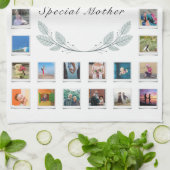 フローラ母の日の写真コラージュ キッチンタオル (折り畳み)