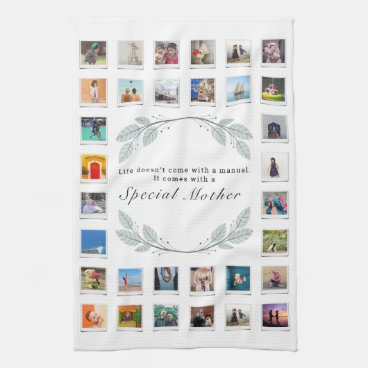 フローラ母の日の写真コラージュ キッチンタオル (縦)