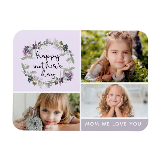 フローラ母の日の写真コラージュ マグネット (横)