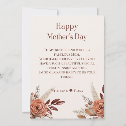 フローラ母の日引用文母もしは花だった サンキューカード (裏面)