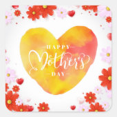 フローラ母の日、母最高のの日まで スクエアシール (正面)