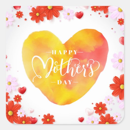 フローラ母の日、母最高のの日まで スクエアシール (正面)