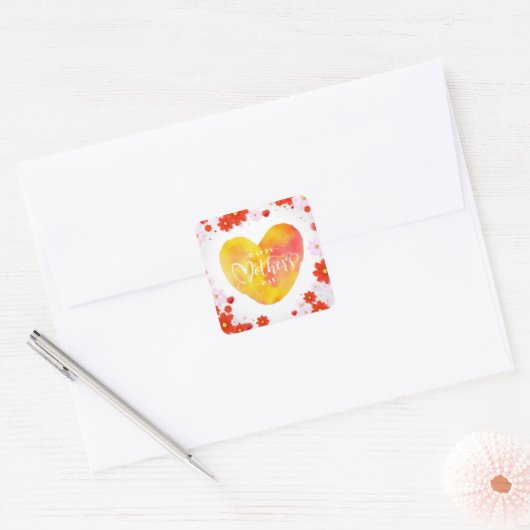 フローラ母の日、母最高のの日まで スクエアシール (封筒)