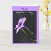 フローラ母カード、黒の鮮やかな紫の開花 カード (黄色い花)