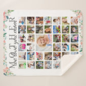 フローラ母We Love You Photo Collage White シェルパブランケット (正面(横))