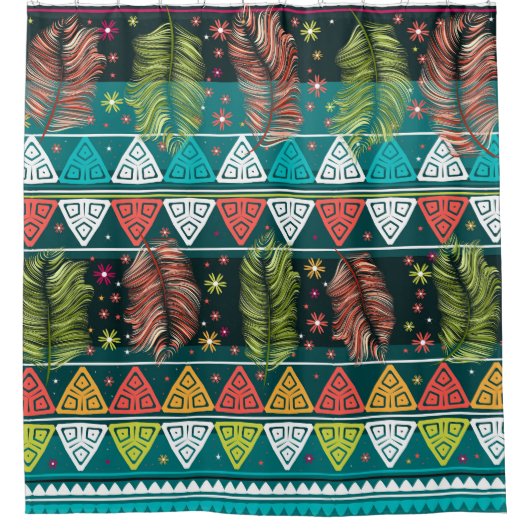 フローラ民族ドードル：穏やかなヴィンテージ。 シャワーカーテン (正面)