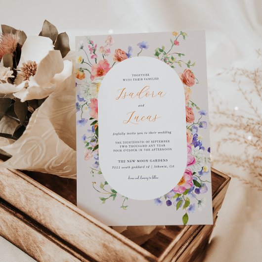 フローラ気のあるそぶりをした牧草地 |夏結婚の 招待状