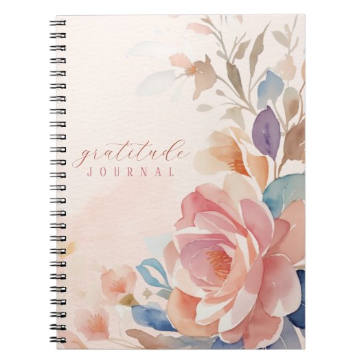 フローラ水の色パーソナライズされた感謝ジャーナル ノートブック (正面)
