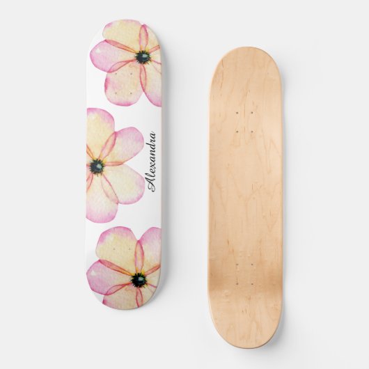 フローラ水の色パーソナライズされた スケートボード (正面)