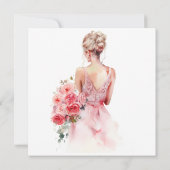 フローラ水の色結婚のブライダルシャワーありがとう 招待状 (裏面)