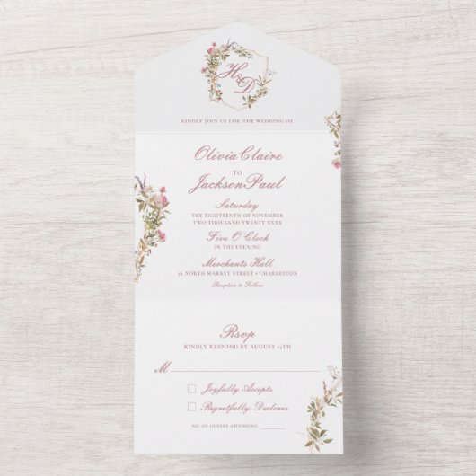 フローラ水エレガント彩の頂点を一つに オールインワン招待状 (内側)