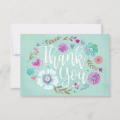 フローラ水カラーティール(緑がかった色)フラットサンキューカード サンキューカード (正面)