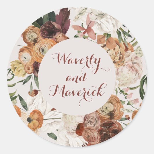 フローラ水カラー燃えたオレンジの埃っぽいバラ名 ラウンドシール (正面)