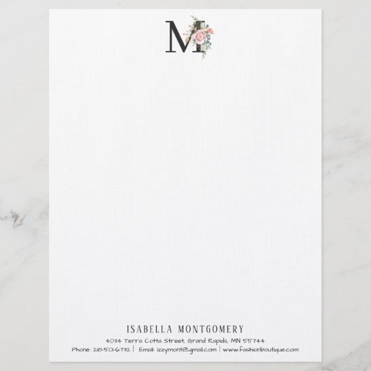 フローラ水ガーリー彩ボーホ|モノグラム レターヘッド (正面)