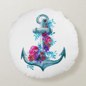 フローラ水コンテンポラリー色いかりイラストレーション ラウンドクッション (裏面)
