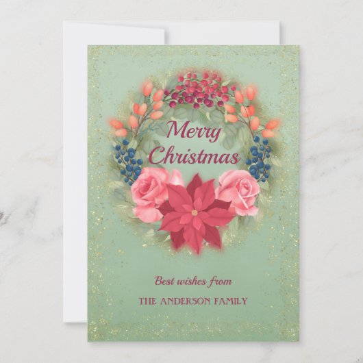 フローラ水フェイク色グリッターエレガント 案内状 (正面)