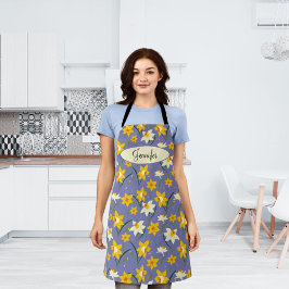 フローラ水仙の花模様(名前をカスタムする付) エプロン