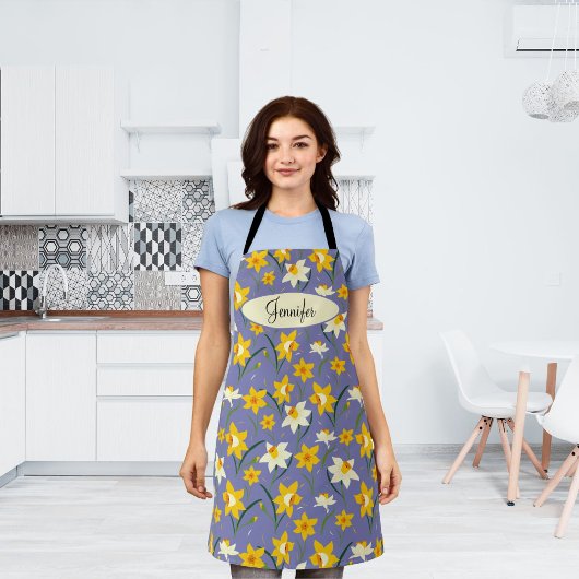 フローラ水仙の花模様(名前をカスタムする付) エプロン
